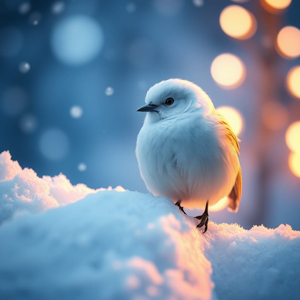 Spectral Snowbird Amidst Frosty Twilight