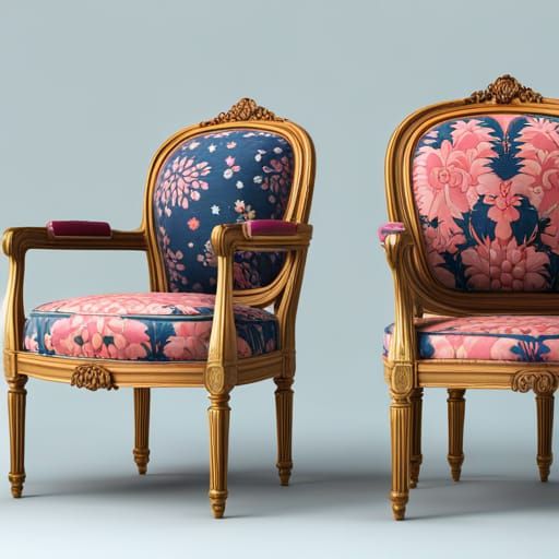 Rattan and Louis XVI Chairs with Sci-Fi Armchair