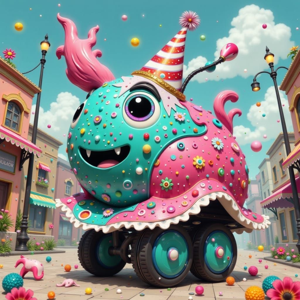 Anthropomorphic Roller Coaster in Whimsical Style