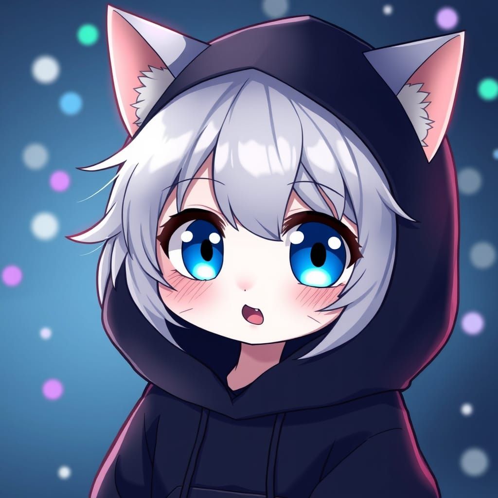 Kawaii Chibi Catgirl in Moody Anime Style