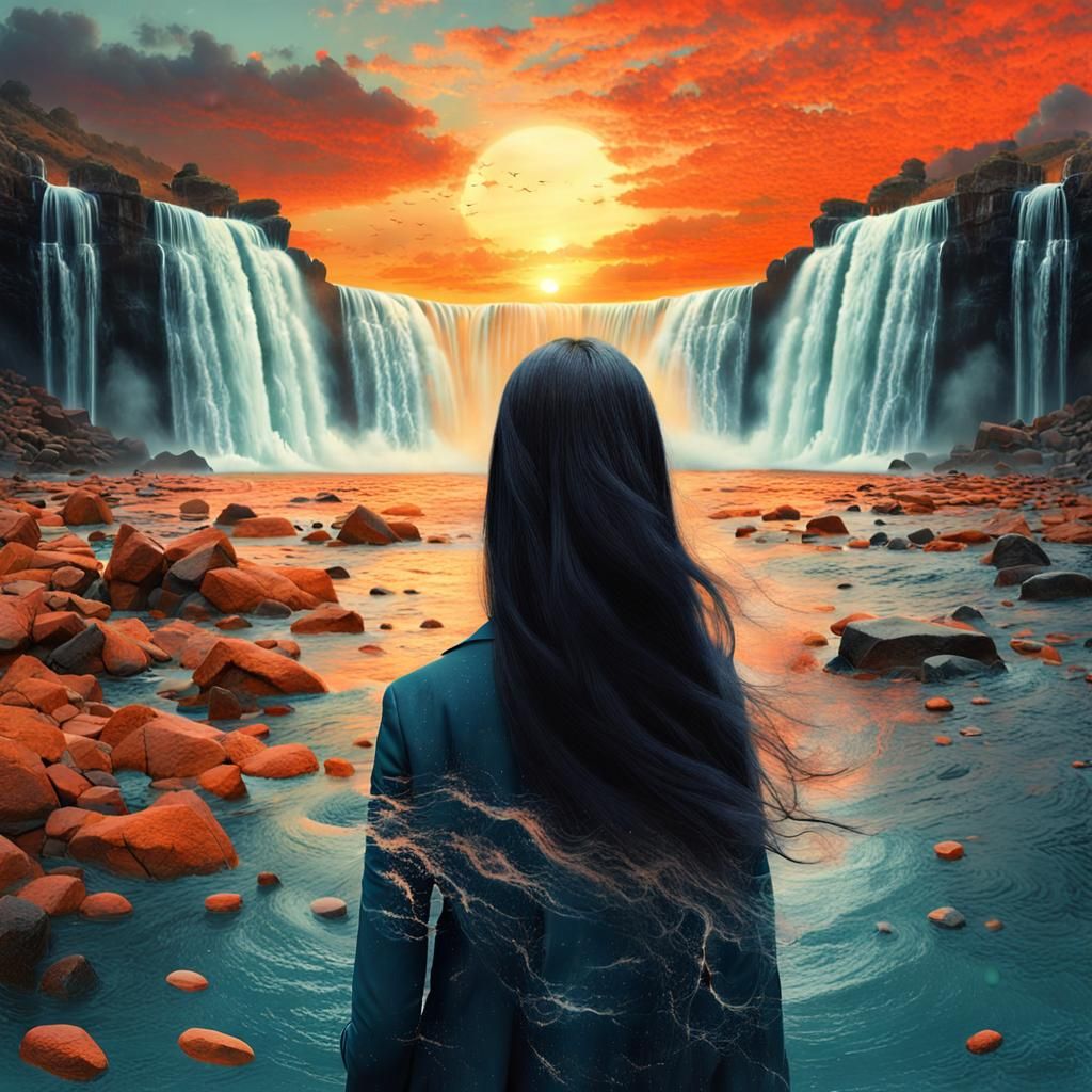 Epic Waterfalls Digital Art Collage in 8K