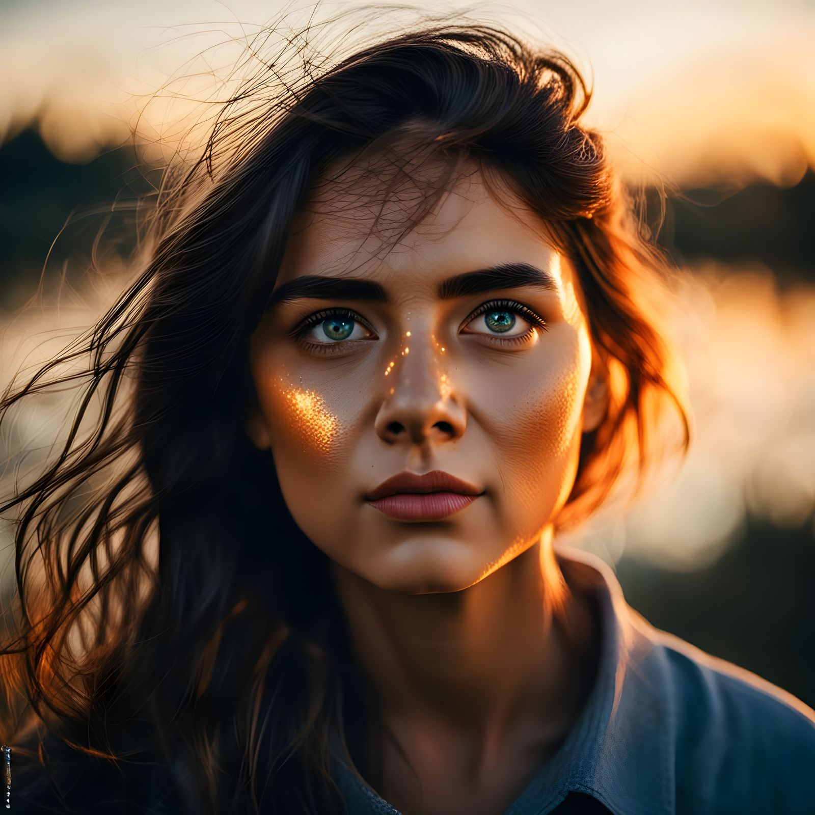 Ethereal Portrait of a Serene Woman in Dreamy Landscape