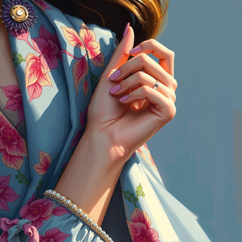 Elegant Hand in Anime Impressionism Style