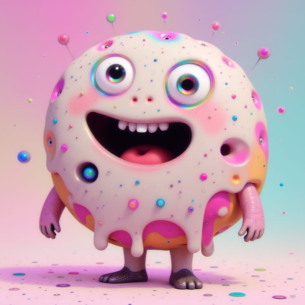 Happy Donut in 3D Cartoon Style