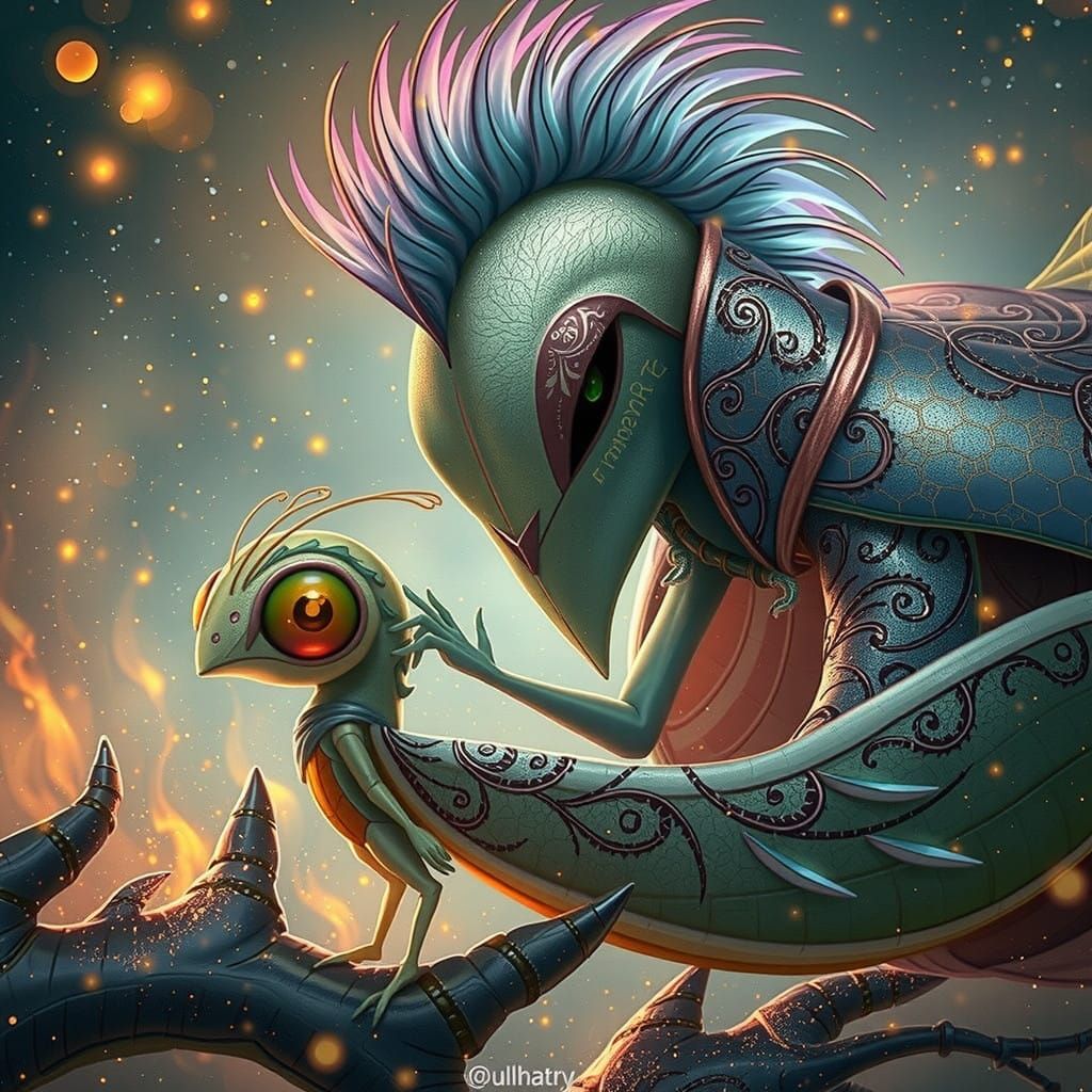 Whimsical Firefly Guardian in a Dreamlike Vortex