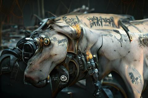 Punk Rock Horse in Dystopian Steampunk Style