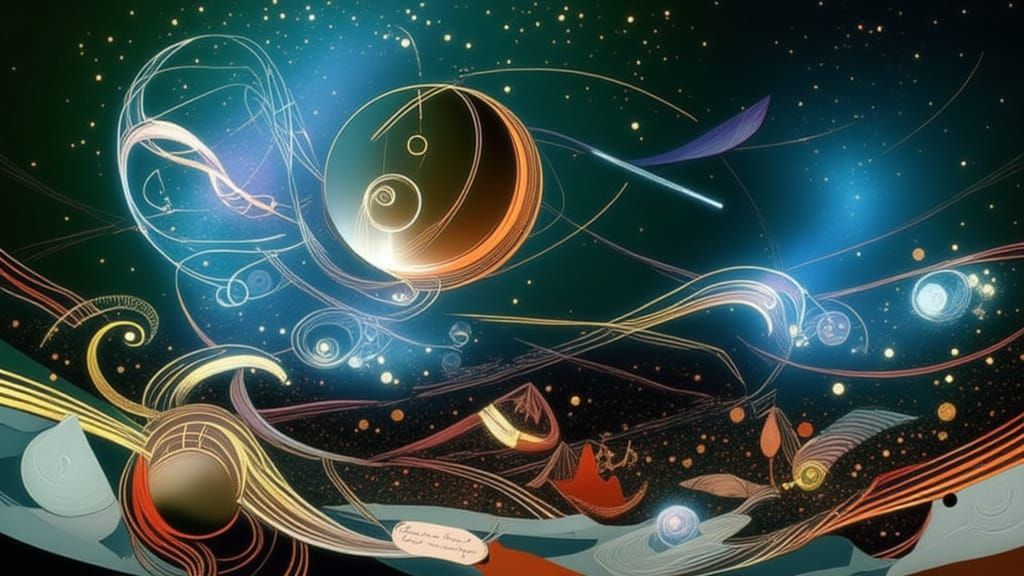 Ethereal Moon Visual Symphony in Minimalist Graphic Score St...