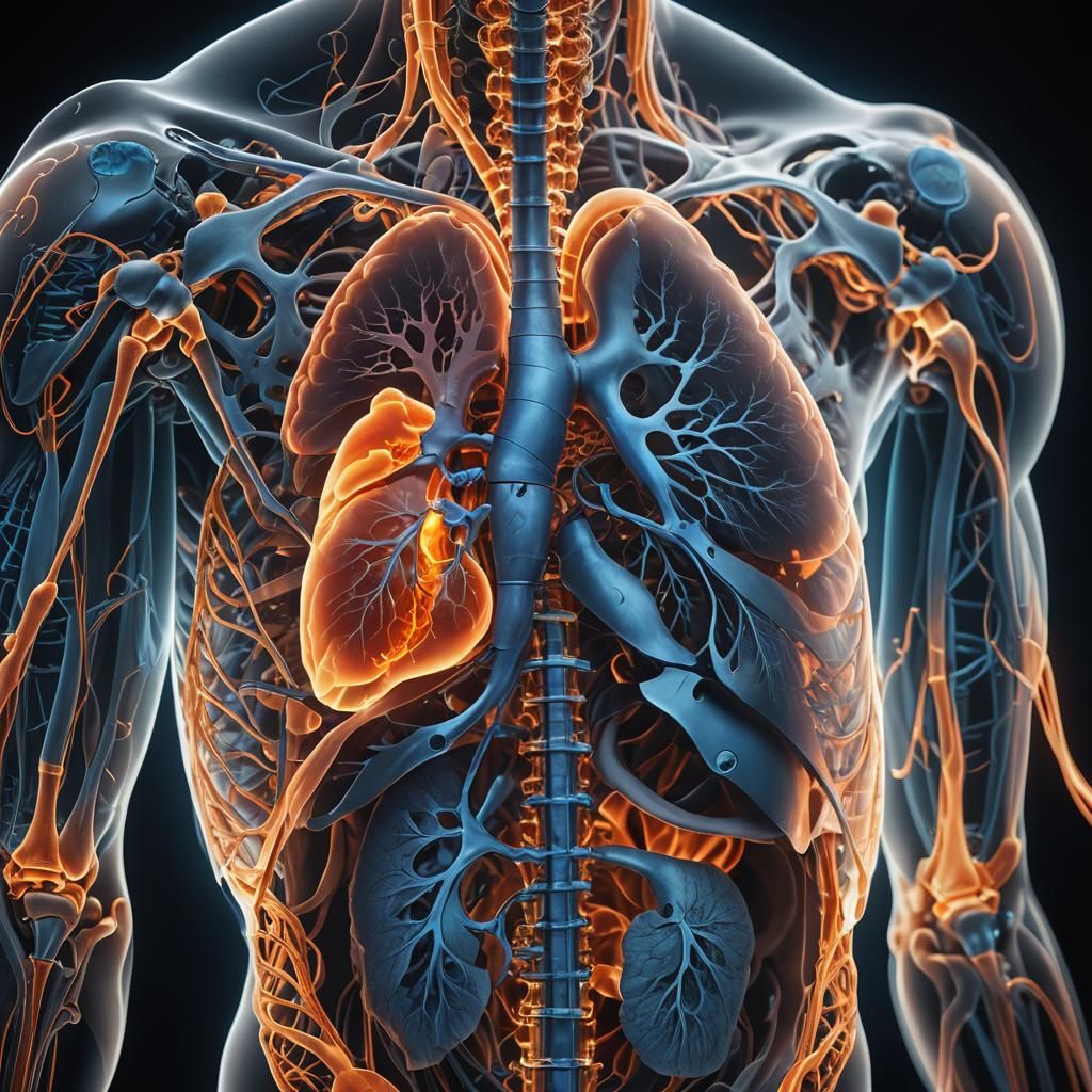 Detailed X-Ray Illustration of Human Torso