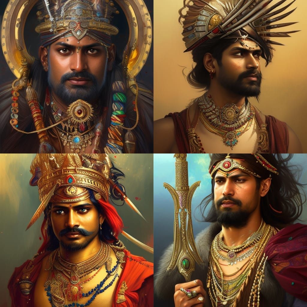 Majestic Indian King Portrait in Hyperdetailed Style