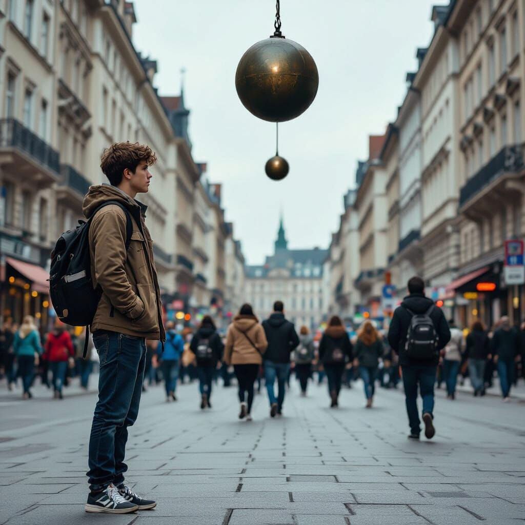 European City Bombing Scene in Realistic Style
