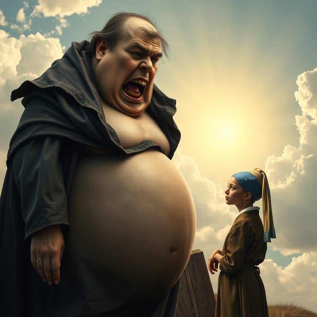 Obese Scream Gazing at Starving Pearl Earring