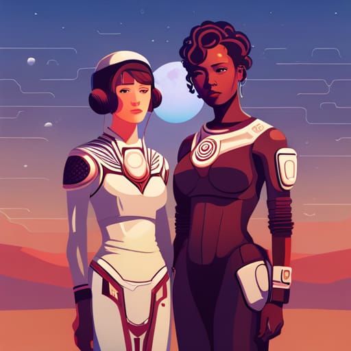 Afrofuturistic Trio: A Vision in Oilpunk Style