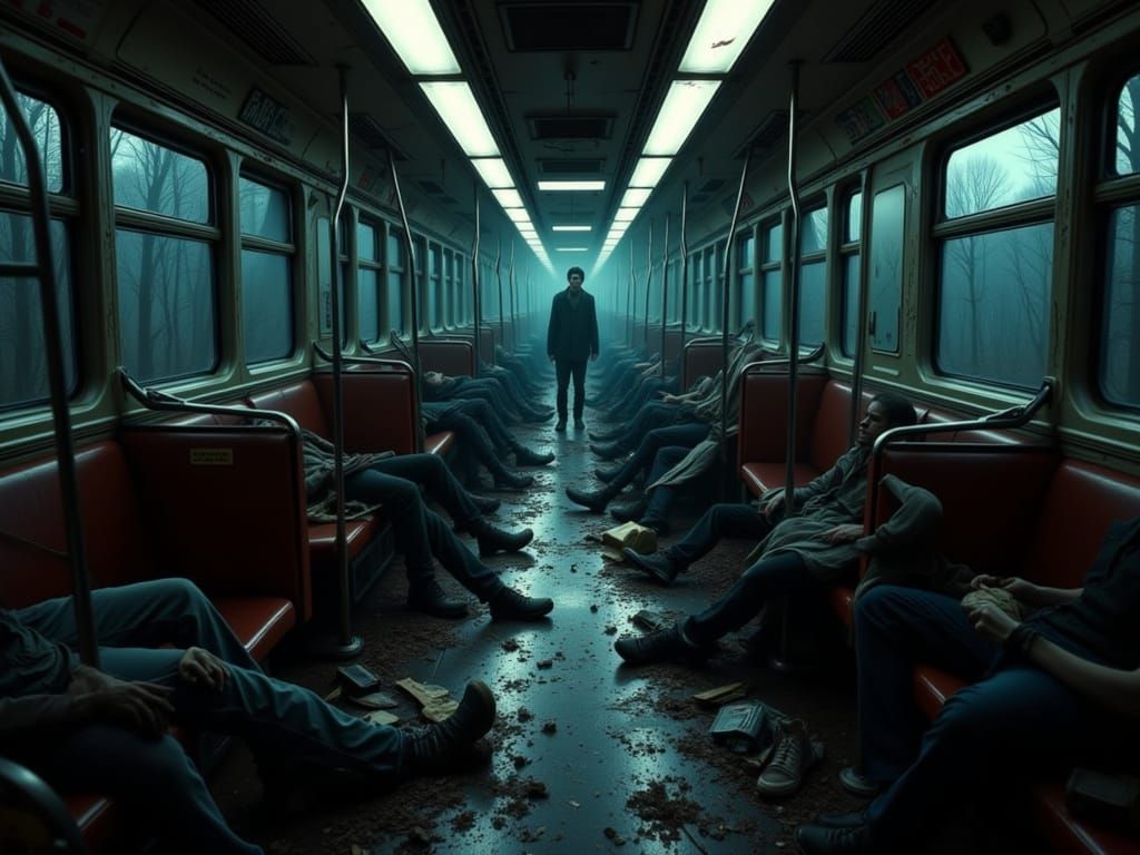 Horror Train Interior with Zombie Apocalypse