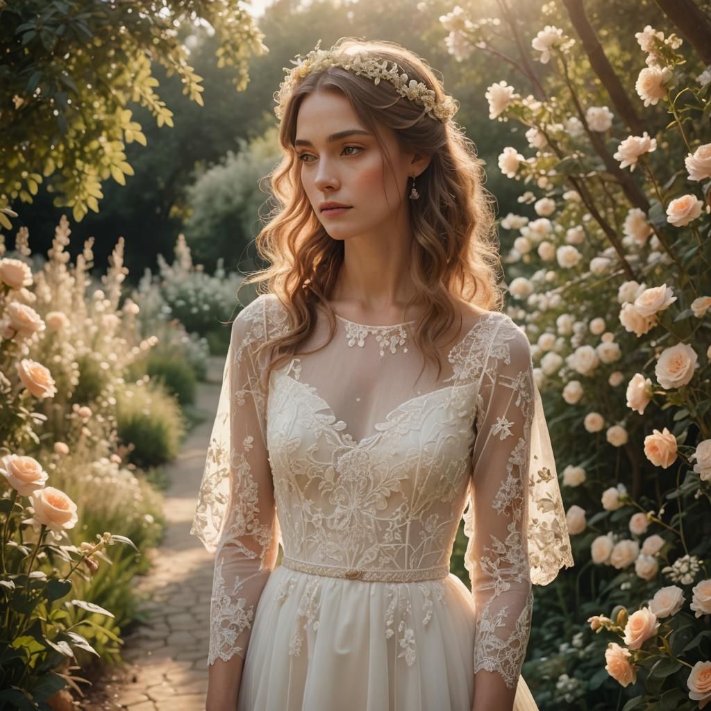 Woman in Wedding Dress in Soft Romantic Oil Painting