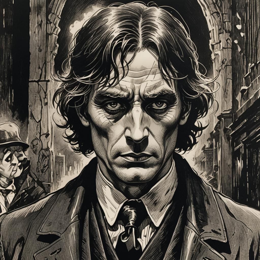 Detective in Black and White Film Noir Style