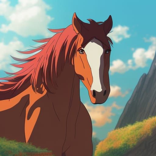 Blazing Horse in Anime Key Visual Style