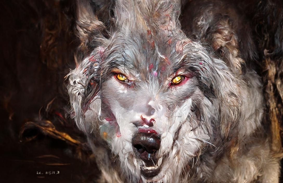 Menacing Demon Wolf Digital Illustration