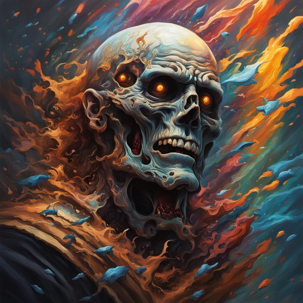Hyperrealistic Return from Death in Splash Art Style