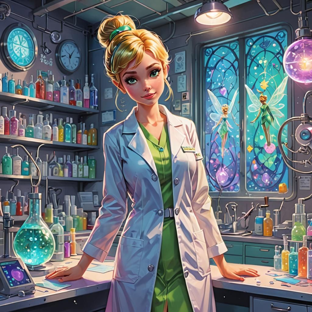 Tinkerbell in Medical Lab, French Comic Style