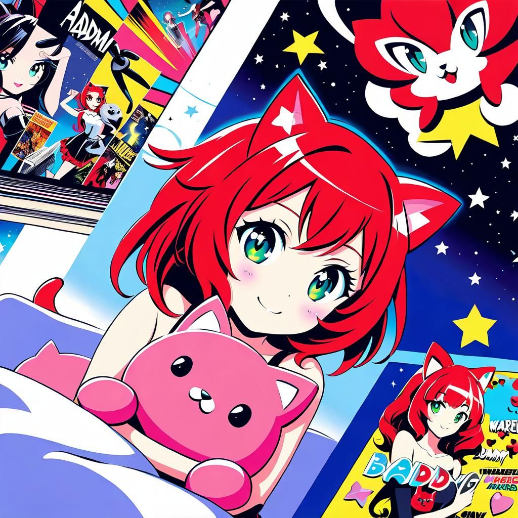 Cute Girl in Comic Pop Art Style