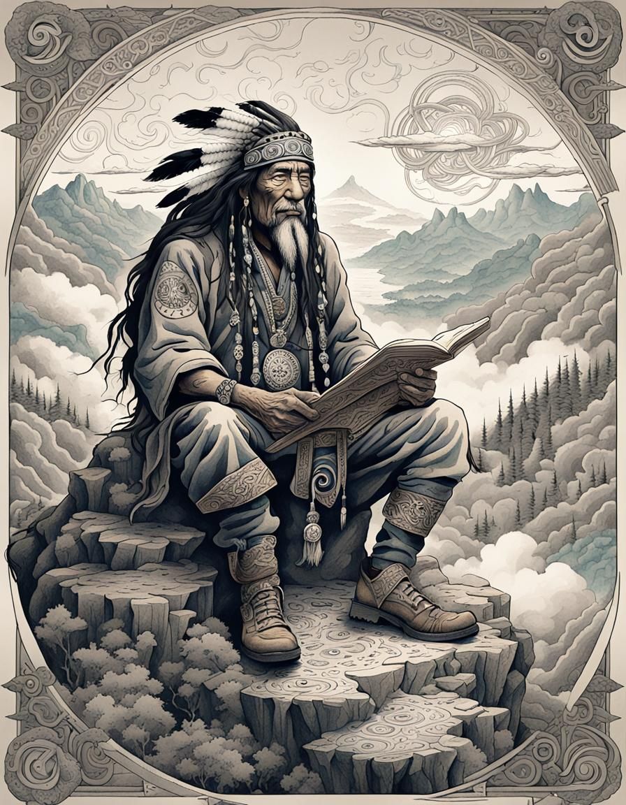 Shaman on Mountain: Detailed Concept Art