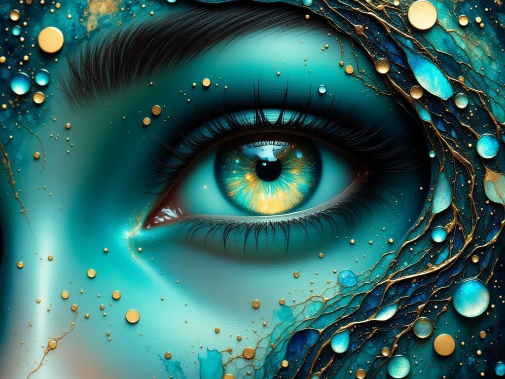 Luminous Turquoise Eyes with Constellation Irises