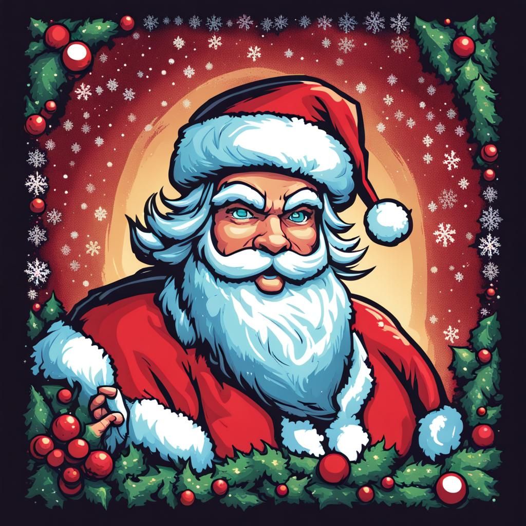 Santa Christmas Pixel Art T-Shirt Design