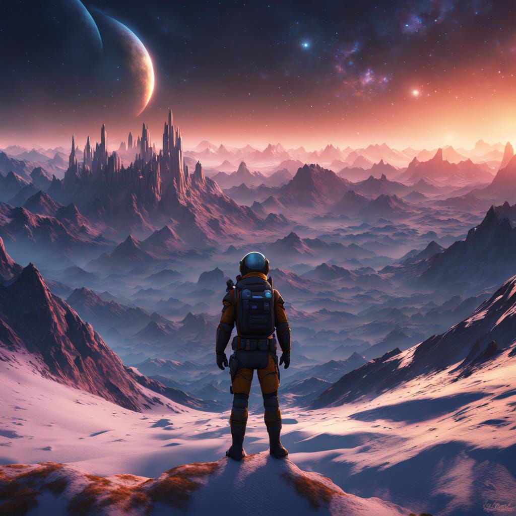 Martian Futurist Cityscape with Cosmic Glow