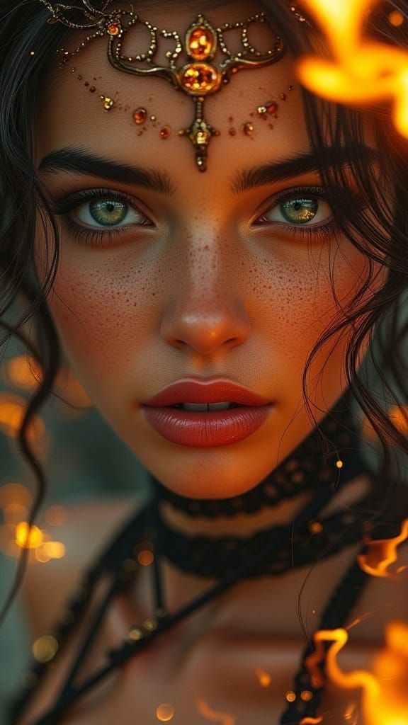 Beautiful Woman Illustration in Photorealistic Style