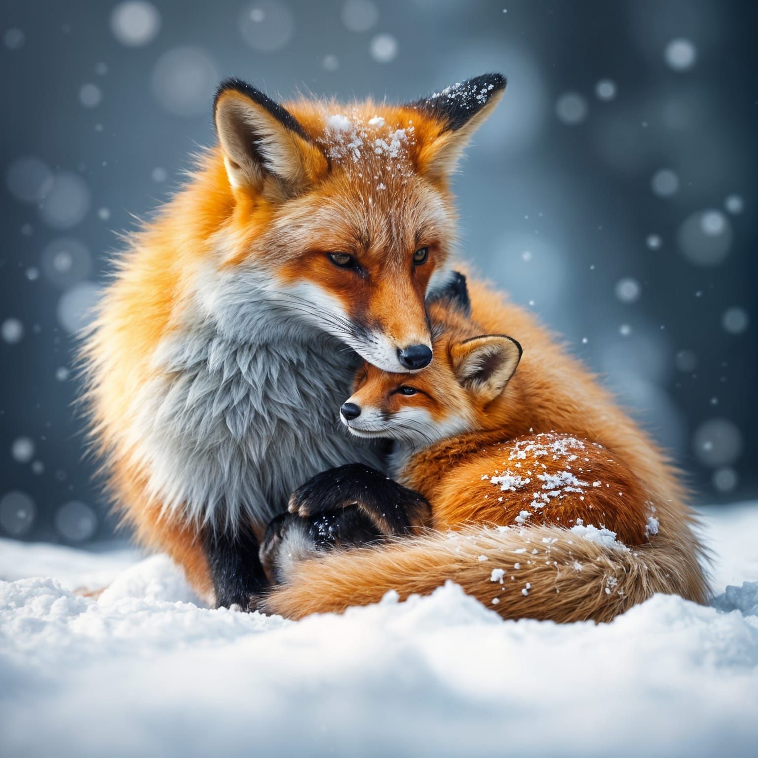 Motherly Love in Winter Wonderland