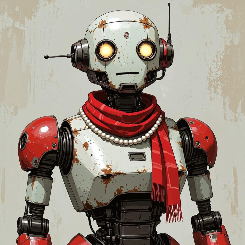 Retro Robot with Sassy Personality in Syd Mead Style