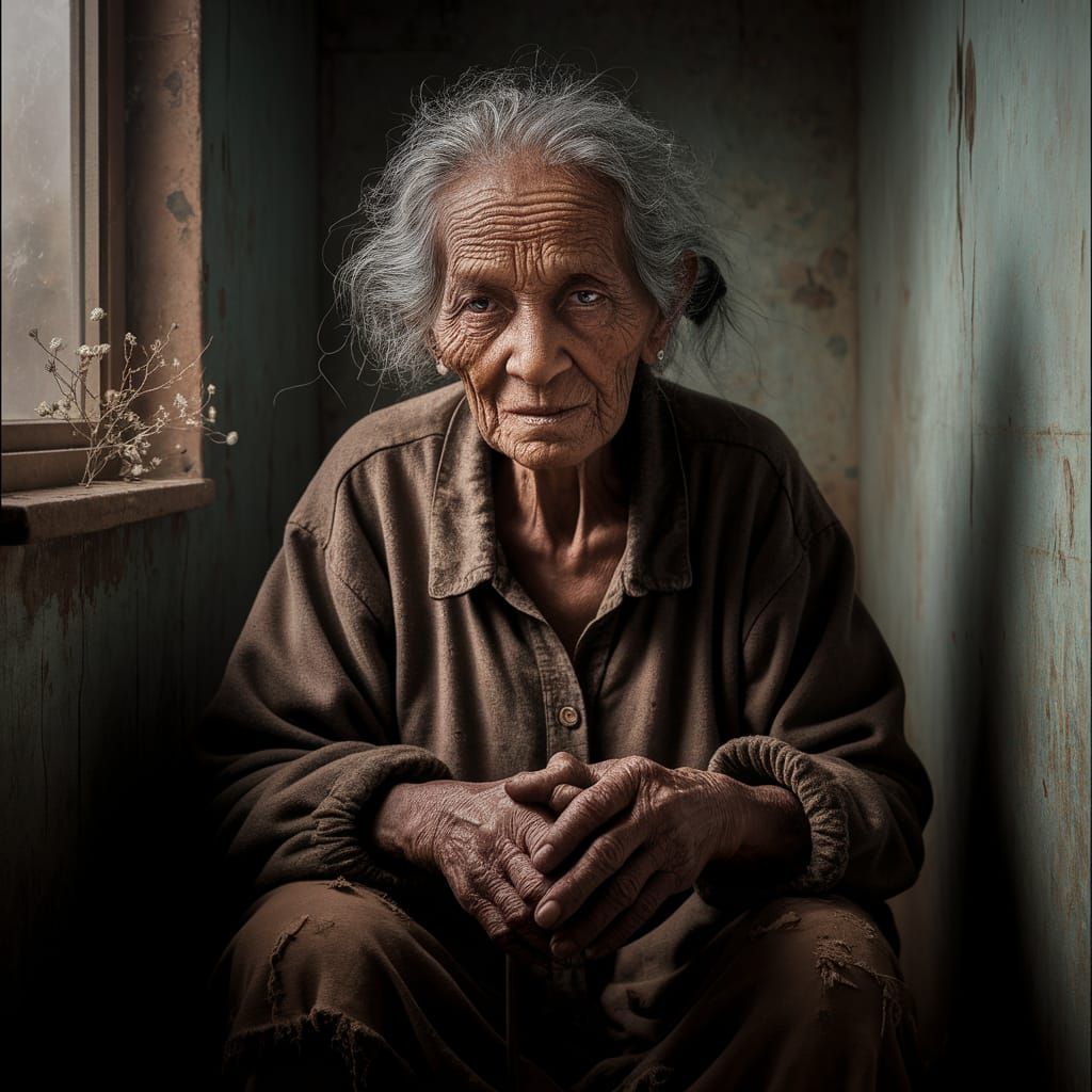 Elderly Woman Portrait in Style of Martin Schoeller