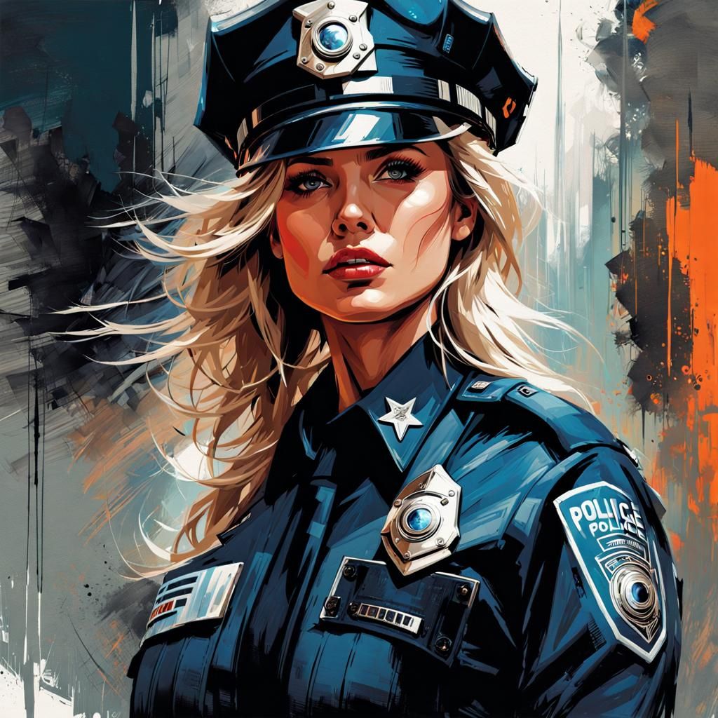 Gorgeous Sci-Fi Policewoman Portrait with Expressive Detail