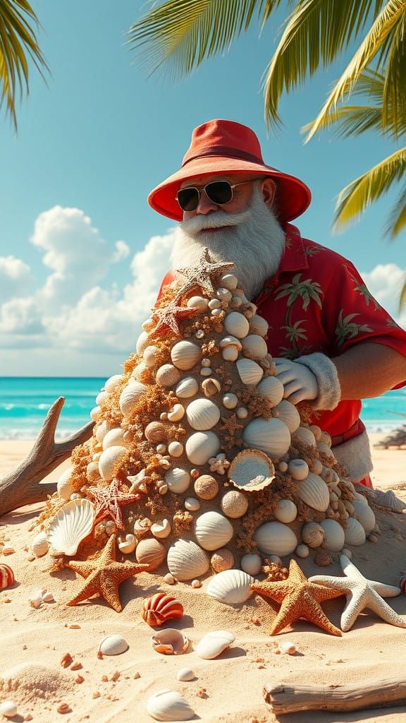 Santa Claus Enjoys Tropical Beachside Getaway in Vibrant Cyb...