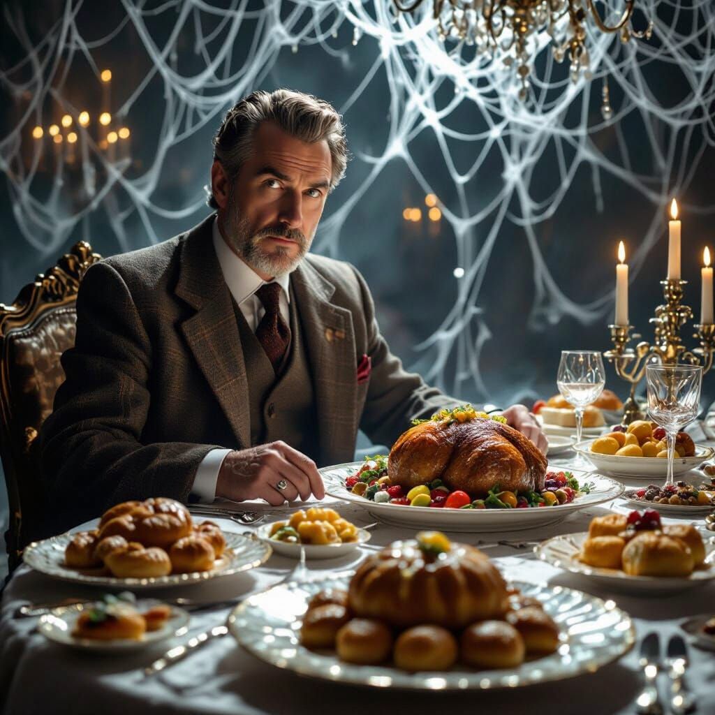 Bewildered Gentleman at Spiderweb Feast