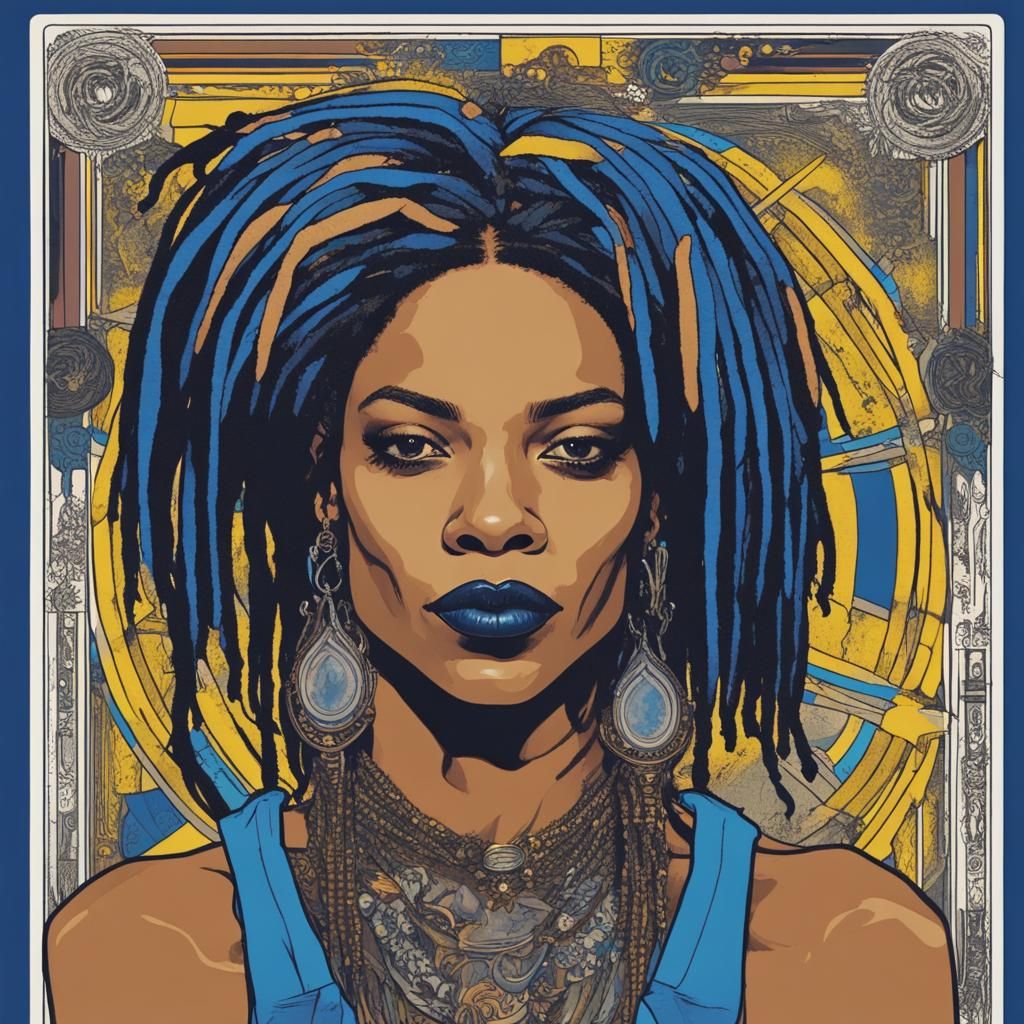 Voodoo Priestess Tarot Card in Pop Art Style