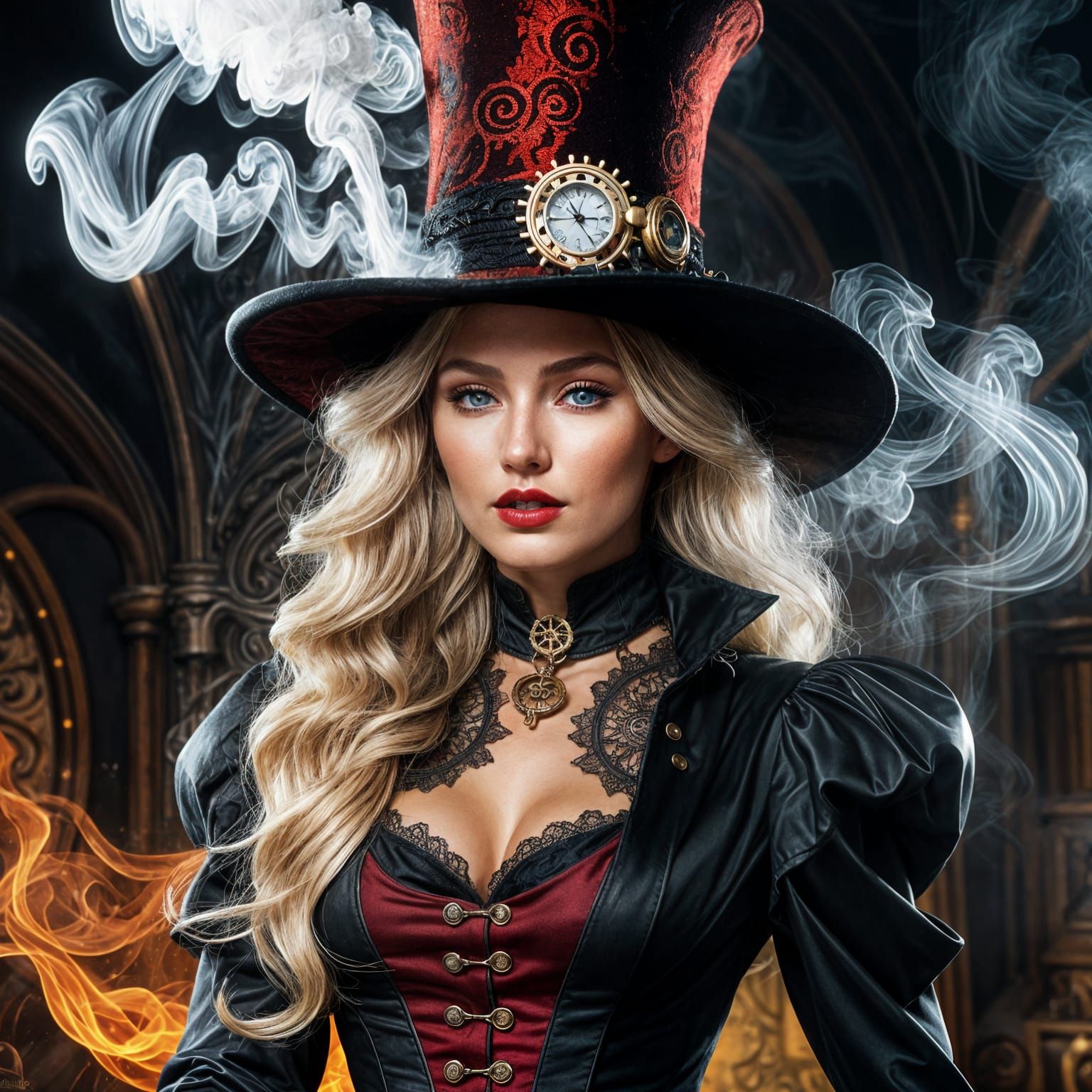Alluring Steampunk Witch Portrait in 4K