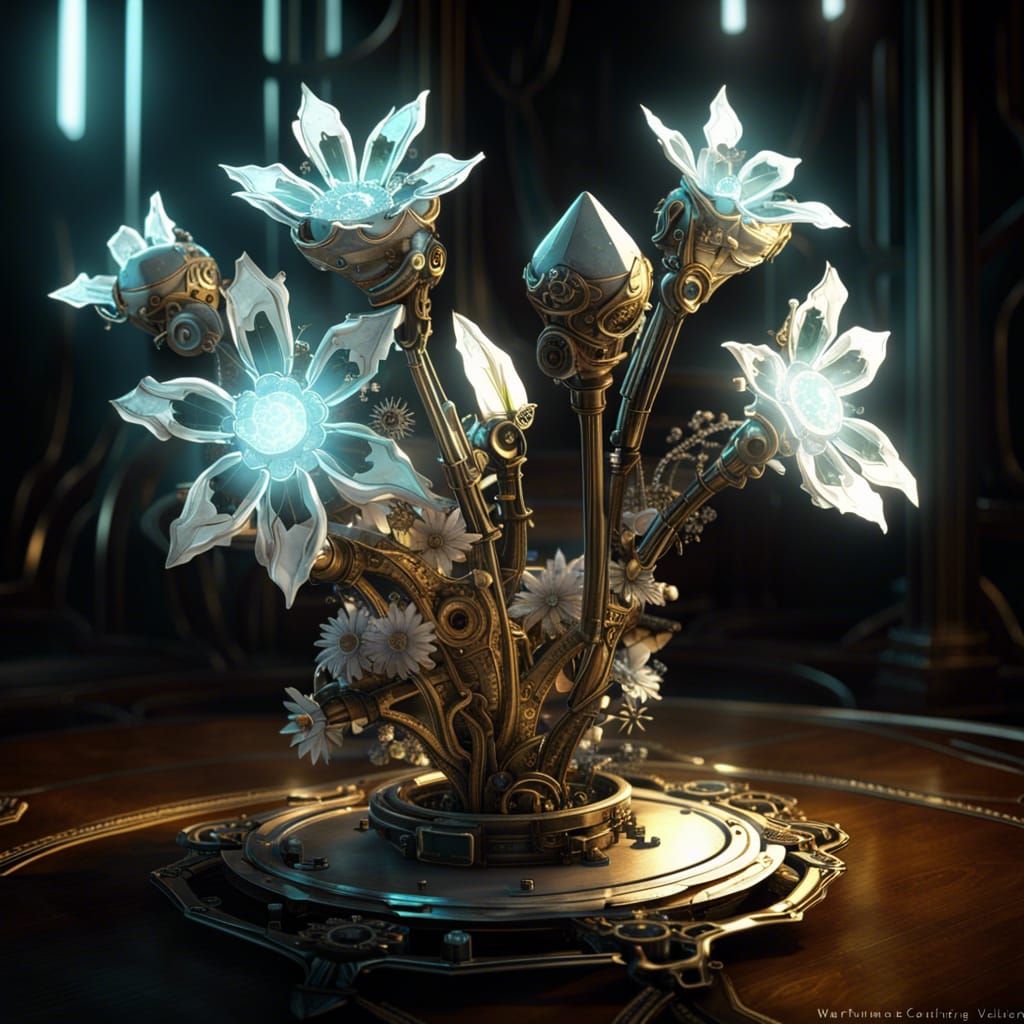 Steampunk Flowers and Crystals in Fairycore Style
