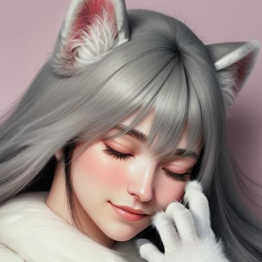 Loving Hand Caressing Furry Girl's Face