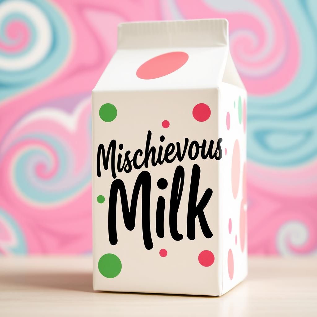 Mischievous Milk Carton Design in Whimsical Style
