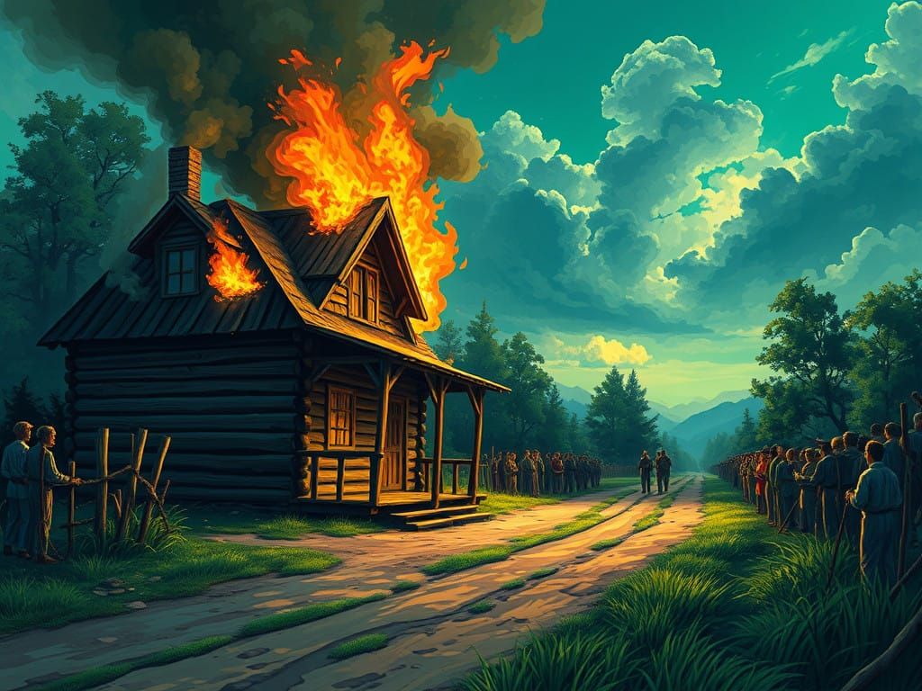 Ethereal Green Flames Engulf a Woodland Setting in Manga-Ins...