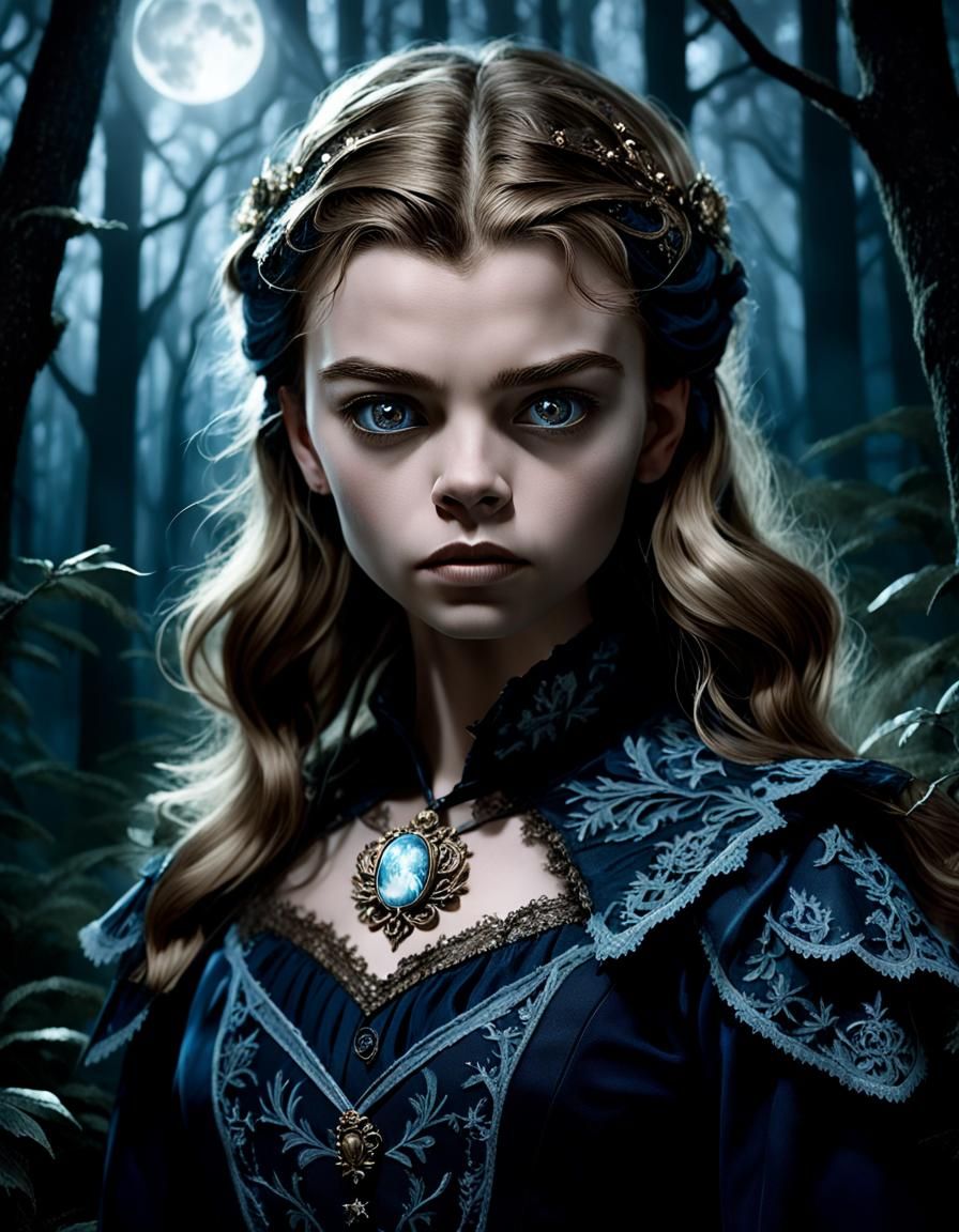 Gothic Adventuress in Mystical Forest, Cinematic Portrait