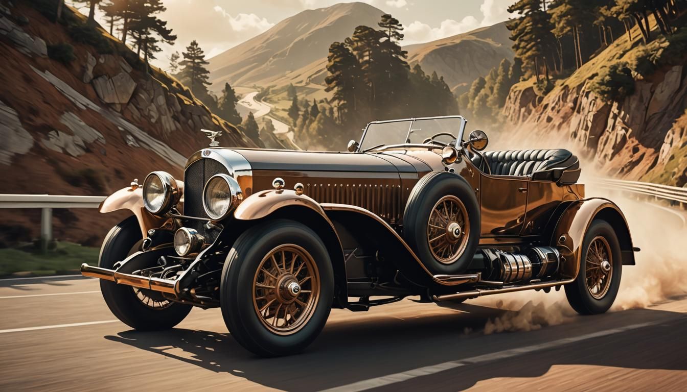 1920s Bentley Brooklands Racing Car Illustration