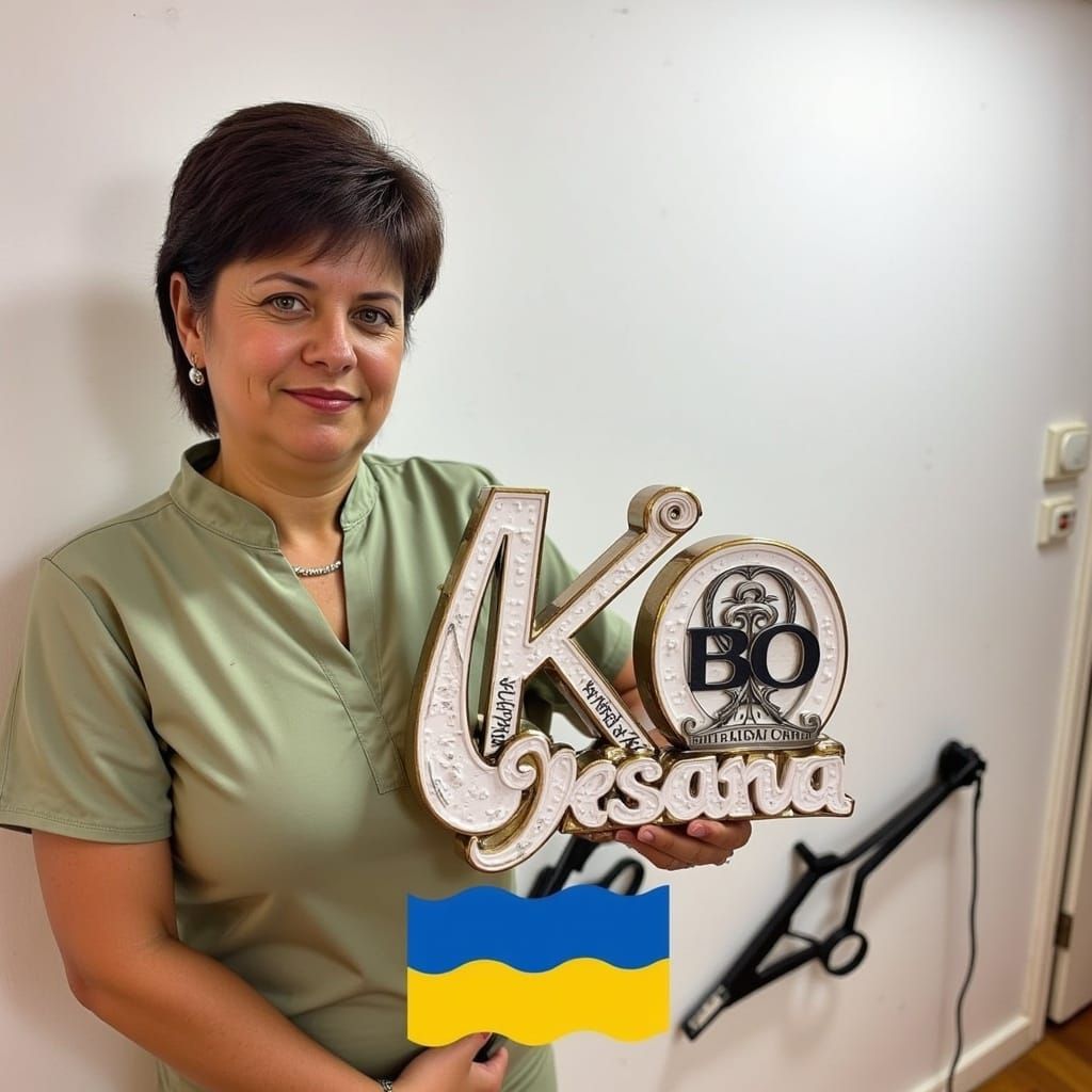 Barber Letter O with Anime Woman in 3D Rendering