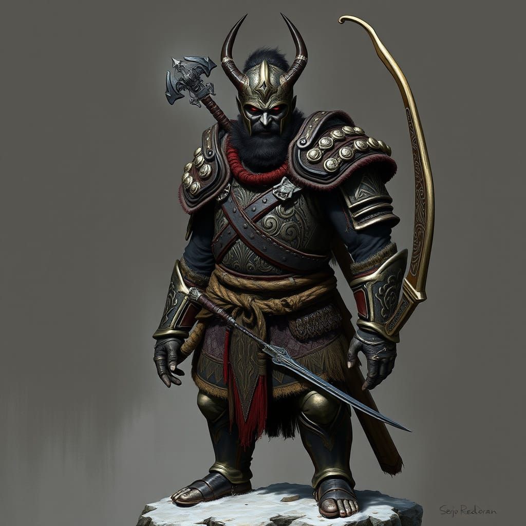 Dunmer Warrior in Bonemold Armor: Dark Fantasy Art
