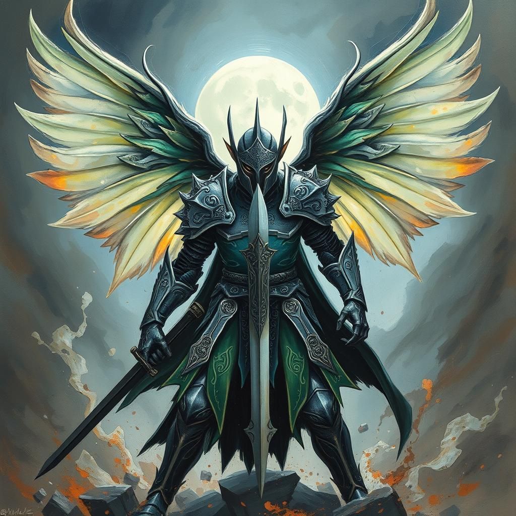 Fairy Elf Knight in Abstract Surrealist Battle