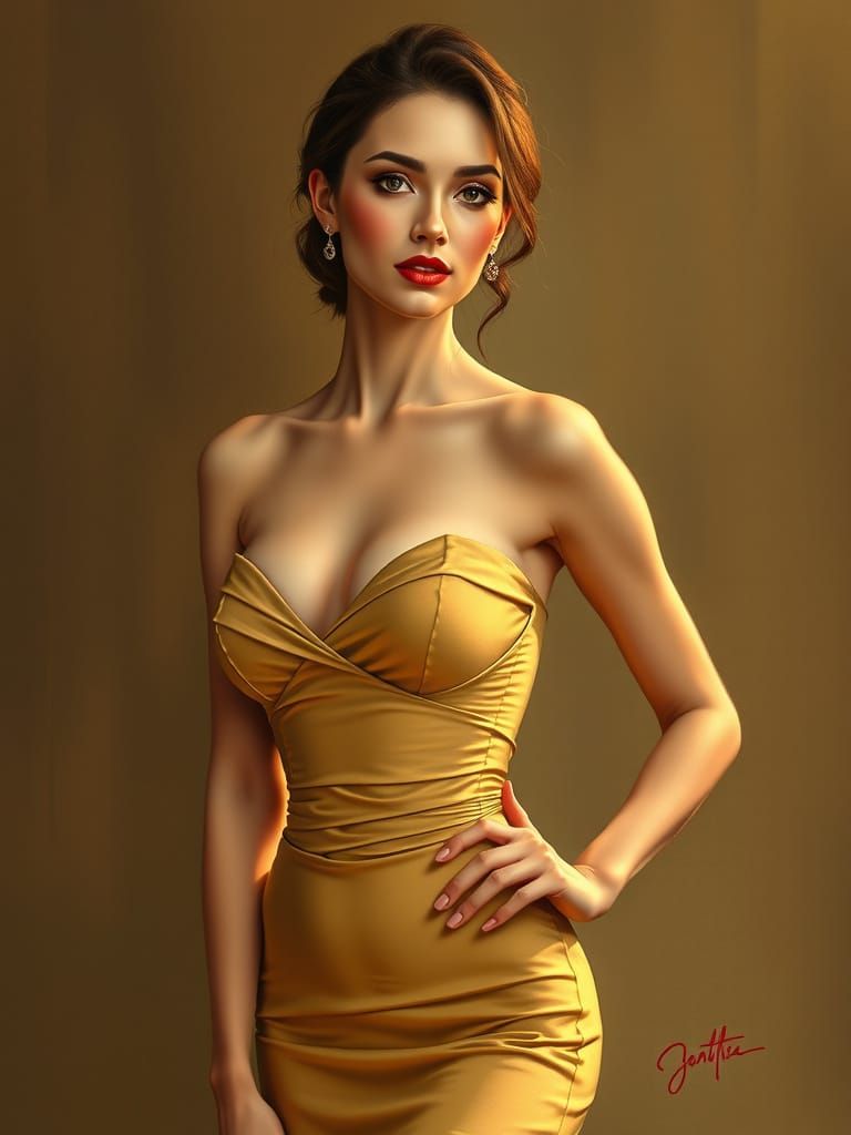 Elegant Hourglass Figure in Golden Light