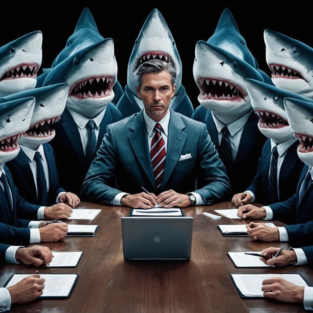 Business Sharks Meeting in Professional Photography Style