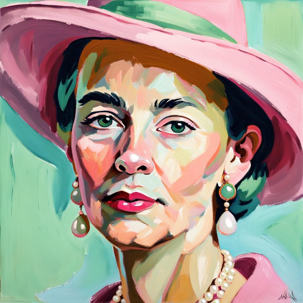 Elegant Woman in Pink Hat: A Fauvism Portrait