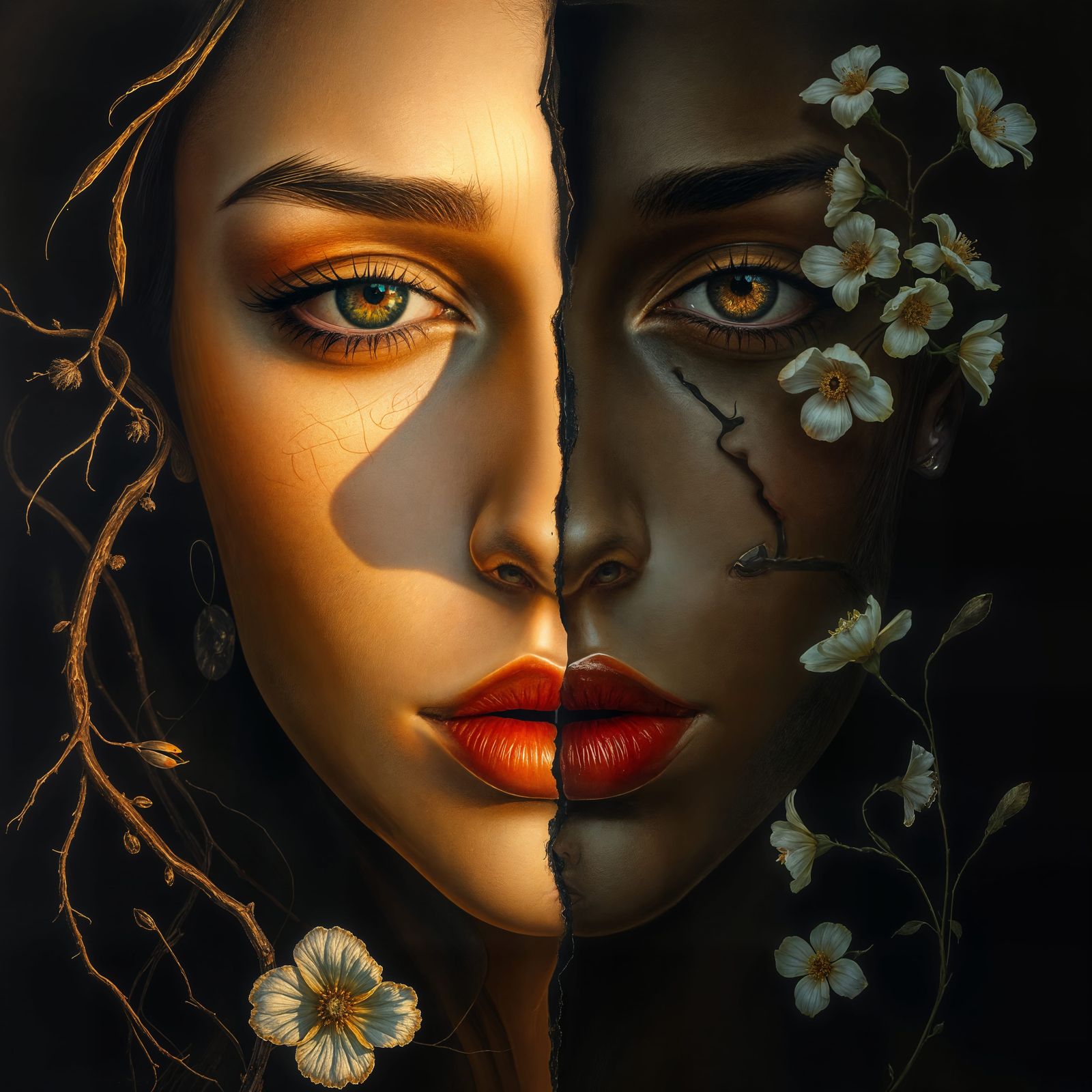 Surreal Duality Masterpiece: Harmony and Contrast in Perfect...